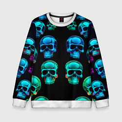 Детский свитшот Neon skulls - ai art pattern