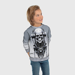 Свитшот детский Cool cyber skull - ai art fantasy, цвет: 3D-меланж — фото 2