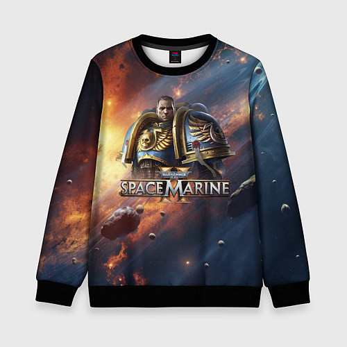 Детский свитшот Warhammer 40000 space marine 2 Captain Titus / 3D-Черный – фото 1
