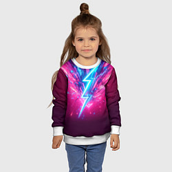 Свитшот детский Неоновая молния - нейроарт фантазия, цвет: 3D-белый — фото 2