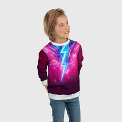 Свитшот детский Неоновая молния - нейроарт фантазия, цвет: 3D-белый — фото 2