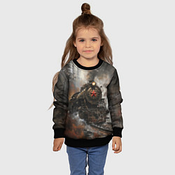 Свитшот детский Паровоз в осеннем лесу, цвет: 3D-черный — фото 2