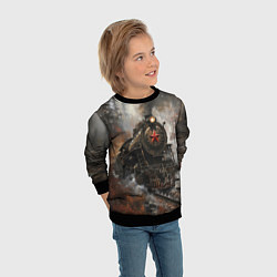 Свитшот детский Паровоз в осеннем лесу, цвет: 3D-черный — фото 2