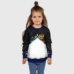 Свитшот детский Краски глитч герб РФ, цвет: 3D-синий — фото 2