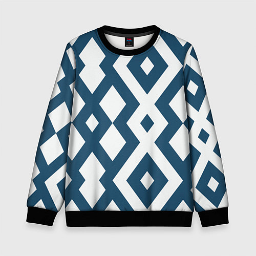 Детский свитшот Геометрический узор ромб синий / 3D-Черный – фото 1
