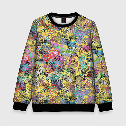 Детский свитшот Граффити на стене / 3D-Черный – фото 1