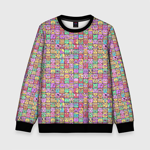 Детский свитшот Человечки эмоциональные / 3D-Черный – фото 1