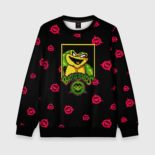 Детский свитшот Боевые жабы паттерн / 3D-Черный – фото 1