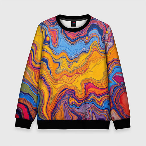 Детский свитшот Поток разноцветной краски / 3D-Черный – фото 1