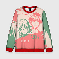 Свитшот детский Он и она - аниме, цвет: 3D-красный