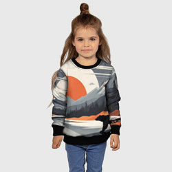 Свитшот детский Горы медведь геометрия, цвет: 3D-черный — фото 2