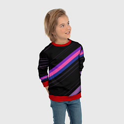 Свитшот детский Неоновые полосы, цвет: 3D-красный — фото 2