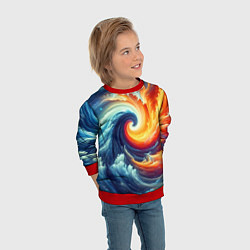 Свитшот детский Космическое завихрение - инь янь, цвет: 3D-красный — фото 2