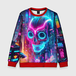 Свитшот детский Neon skull in metropolis - future, цвет: 3D-красный