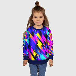 Свитшот детский Неоновая геометрия плитка, цвет: 3D-синий — фото 2