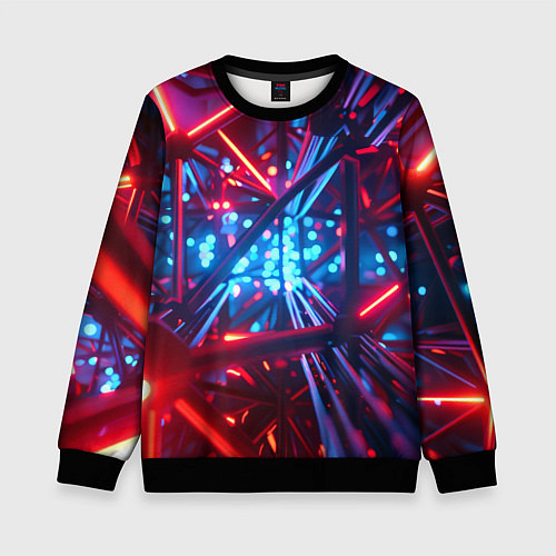Детский свитшот Неоновые трубки / 3D-Черный – фото 1