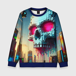 Свитшот детский Cool pixel skull - ai art fantasy, цвет: 3D-синий