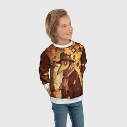 Свитшот детский Чумной доктор в осеннем лесу, цвет: 3D-белый — фото 2