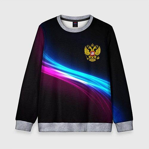 Детский свитшот Россия неоновые волны / 3D-Меланж – фото 1