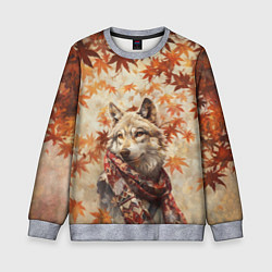 Свитшот детский Серый волк в шарфе, цвет: 3D-меланж