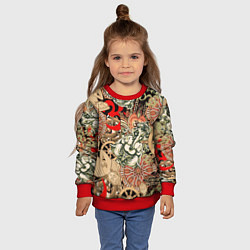 Свитшот детский Будда и Ганеша на фоне сансары и мандалы, цвет: 3D-красный — фото 2