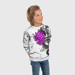 Свитшот детский Cyberpunk neon dragon, цвет: 3D-белый — фото 2