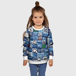 Свитшот детский Геймерский пиксельный пэчворк, цвет: 3D-белый — фото 2