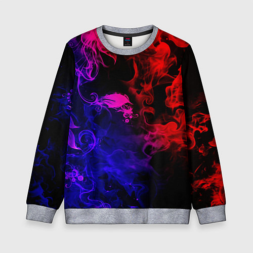 Детский свитшот Неоновый цветок в дыму / 3D-Меланж – фото 1