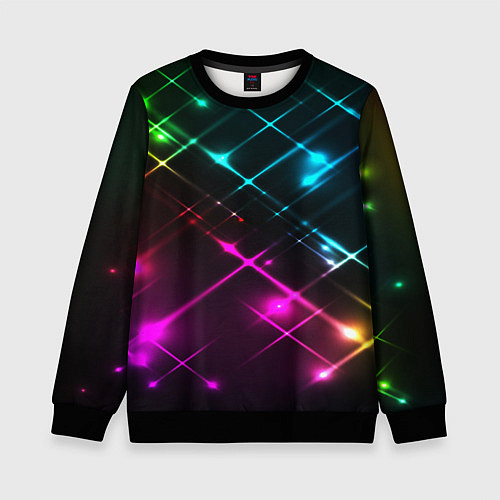 Детский свитшот Неоновый свет абстракция / 3D-Черный – фото 1