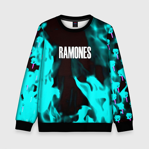 Детский свитшот Ramones fire rose / 3D-Черный – фото 1