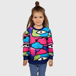 Свитшот детский Глаза облака абстракция, цвет: 3D-синий — фото 2