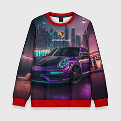 Свитшот детский Porshe night city, цвет: 3D-красный