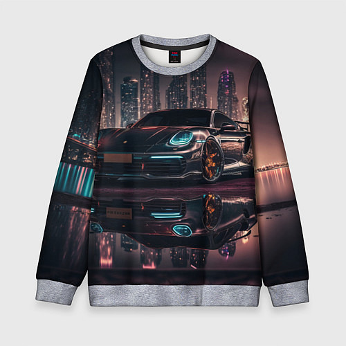 Детский свитшот Porshe night city / 3D-Меланж – фото 1