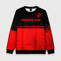 Свитшот детский Porsche - red gradient посередине, цвет: 3D-черный