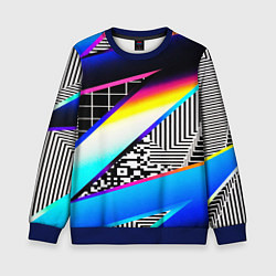 Свитшот детский Neon stripes geometry, цвет: 3D-синий