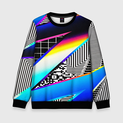 Детский свитшот Neon stripes geometry / 3D-Черный – фото 1