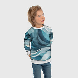 Свитшот детский Океан абстракция волны, цвет: 3D-белый — фото 2