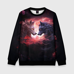 Детский свитшот Влюбленные волки разного раскраса