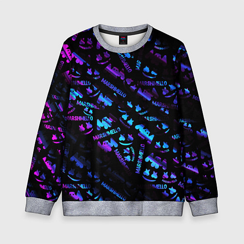 Детский свитшот Marshmello neon club / 3D-Меланж – фото 1