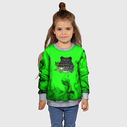 Свитшот детский Monster Hunter fire green, цвет: 3D-меланж — фото 2