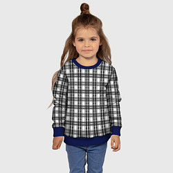 Свитшот детский Черно-белая шотландка клетчатый узор, цвет: 3D-синий — фото 2