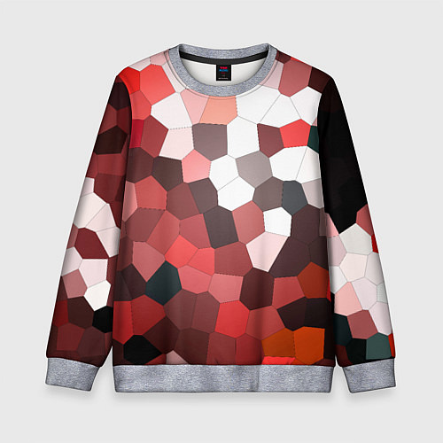 Детский свитшот Красно белая мозаика / 3D-Меланж – фото 1