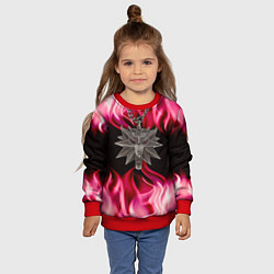 Свитшот детский Ведьмак медальён в огне, цвет: 3D-красный — фото 2