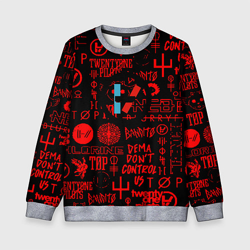 Детский свитшот Twenty one pilots pattern rock steel / 3D-Меланж – фото 1