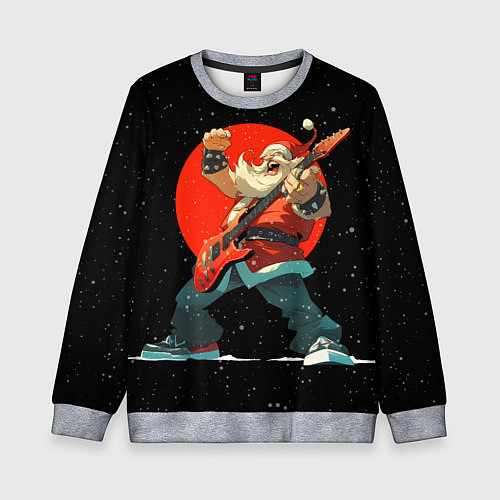 Детский свитшот Рокер Дед Мороз / 3D-Меланж – фото 1