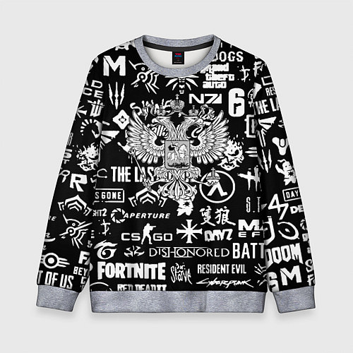 Детский свитшот Киберсорт Россия герб / 3D-Меланж – фото 1