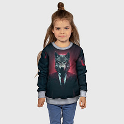 Свитшот детский Волк в пиджаке, цвет: 3D-меланж — фото 2