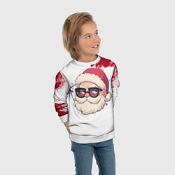 Свитшот детский Подозрительный Санта в очках, цвет: 3D-белый — фото 2