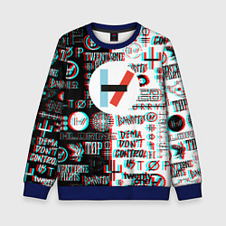 Свитшот детский Twenty one pilots glitch pattern, цвет: 3D-синий