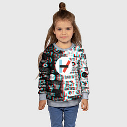 Свитшот детский Twenty one pilots glitch pattern, цвет: 3D-меланж — фото 2